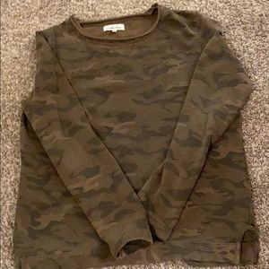 Distressed camo sweatshirt